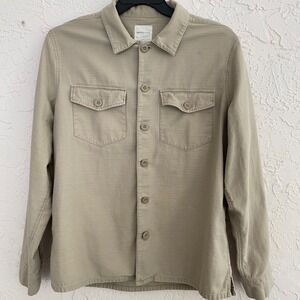 American Eagle Utility Shirt Women Large Tan‎ Button Up Long Sleeve Workwear
